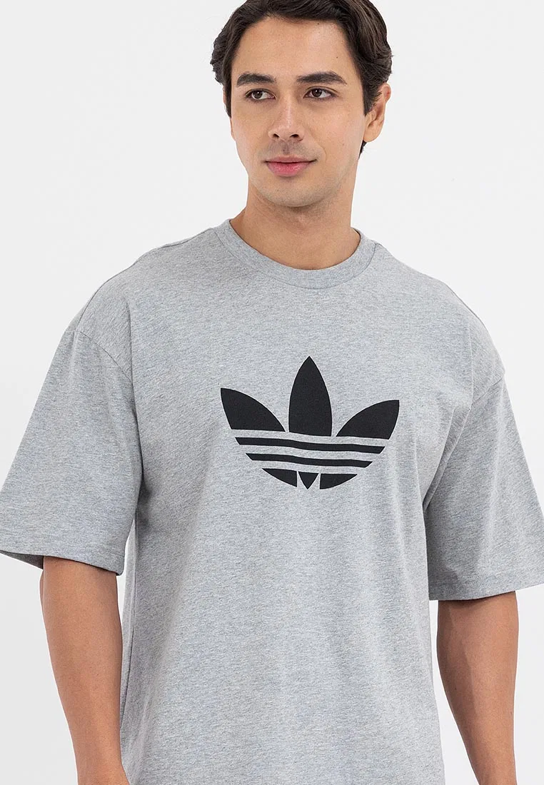 Футболка, с логотипом, Adicolor Trefoil, Adidas, черный/серый — фото 4