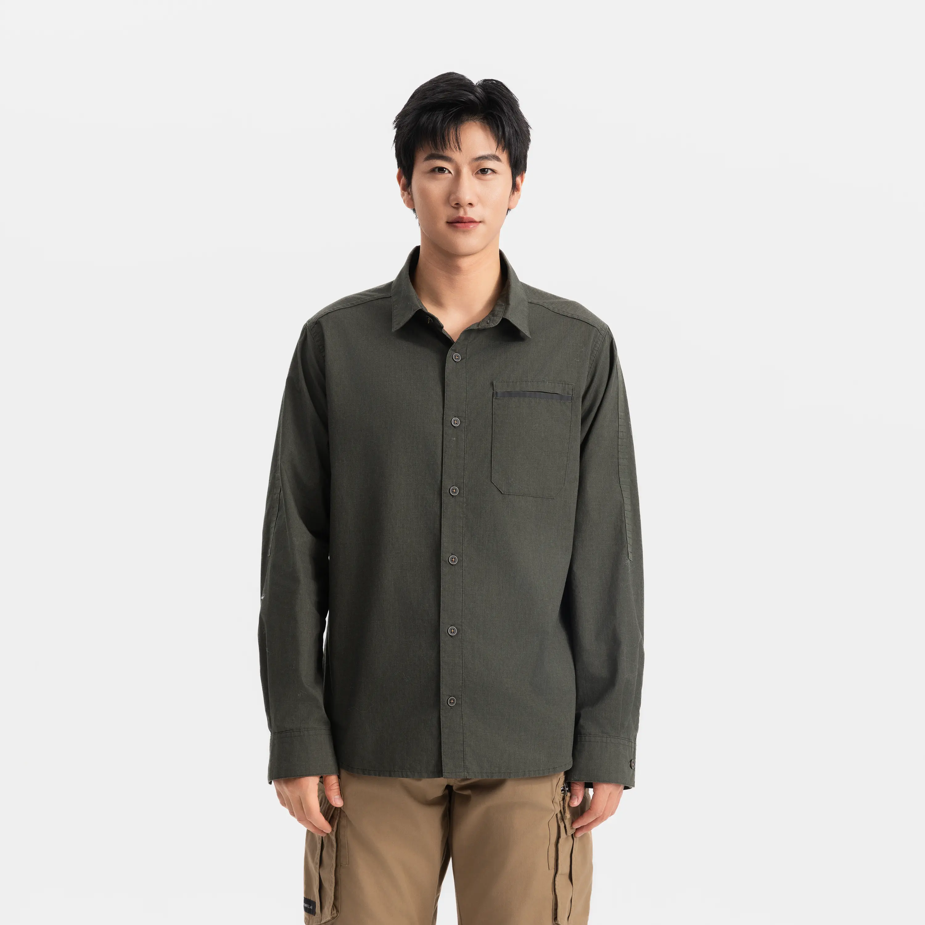 

Мужская походная рубашка с длинным рукавом Travel 500 - хаки