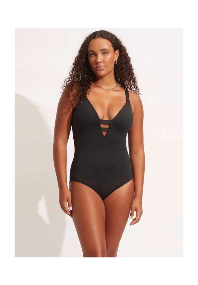 

Коллективный купальник с широкими бретелями вырез Seafolly, черный