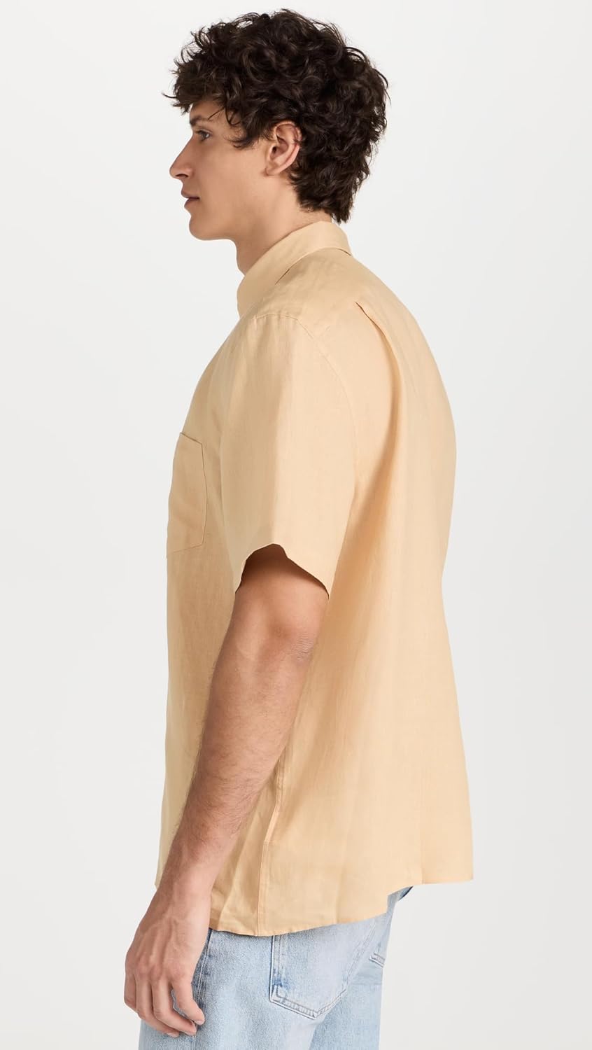 Lacoste мужская повседневная рубашка на пуговицах из льна Regular Fit, Croissant — фото 4