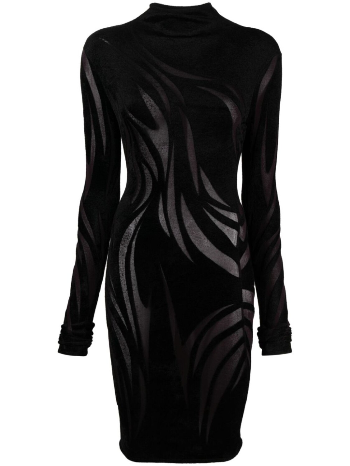 

Mugler прозрачное платье мини, черный