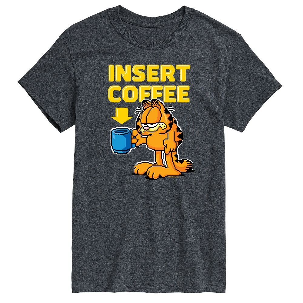 

Мужская футболка с графическим рисунком Garfield Coffee Licensed Character, цвет Heather Charcoal