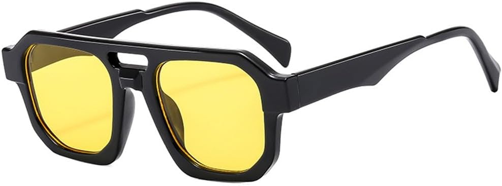 

Солнцезащитные очки с двойной перемычкой для женщин и мужчин, с защитой от УФ-излучения UV400, легкой оправой и прозрачным градиентом, идеально подходят для занятий спортом на открытом воздухе и путешествий UYPTK, Black Yellow