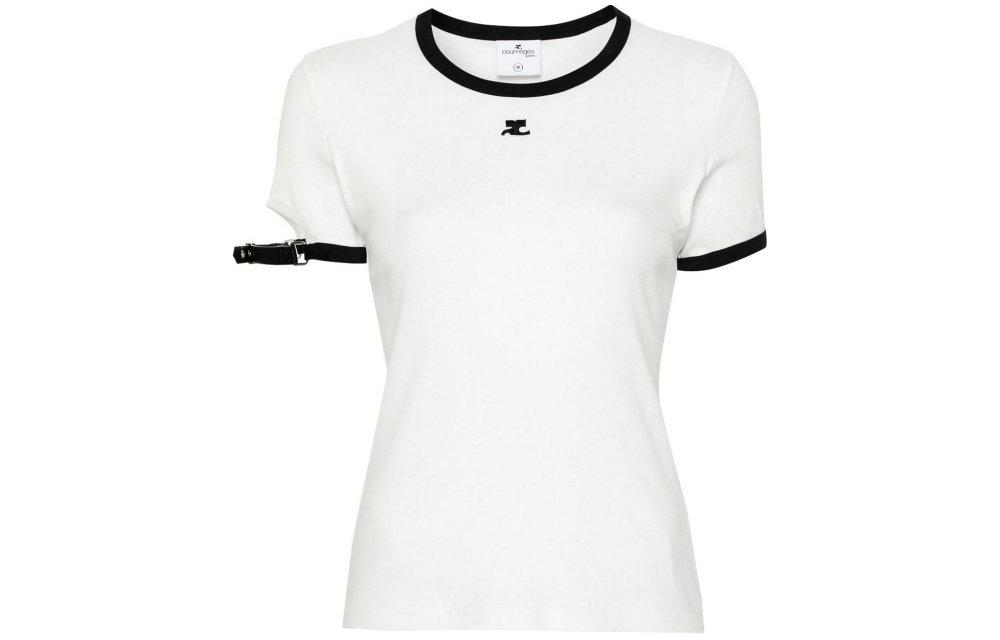

COURREGES Футболка Courrèges с пряжкой и контрастным принтом 'Heritage White/Black', Белый, COURREGES Футболка Courrèges с пряжкой и контрастным принтом 'Heritage White/Black'