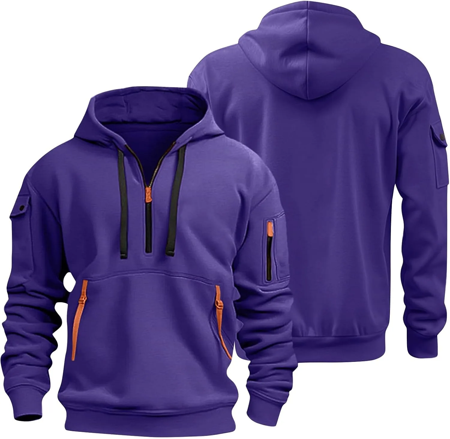 

Толстовка с капюшоном Tactical, мужская, Big and Tall, с молнией на четверть, с длинным рукавом, из флиса, с несколькими карманами