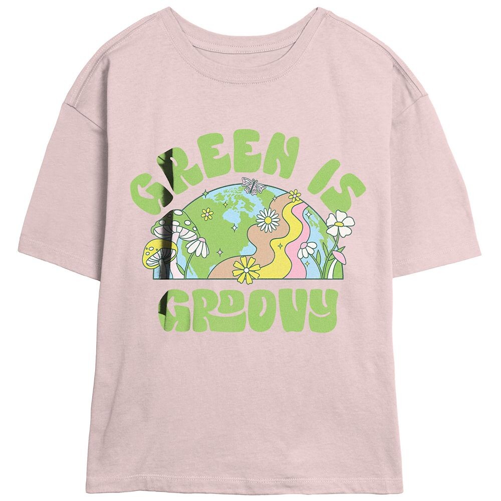 

Футболка Juniors' Green Is Groovy Skimmer с рисунком, цвет Blush