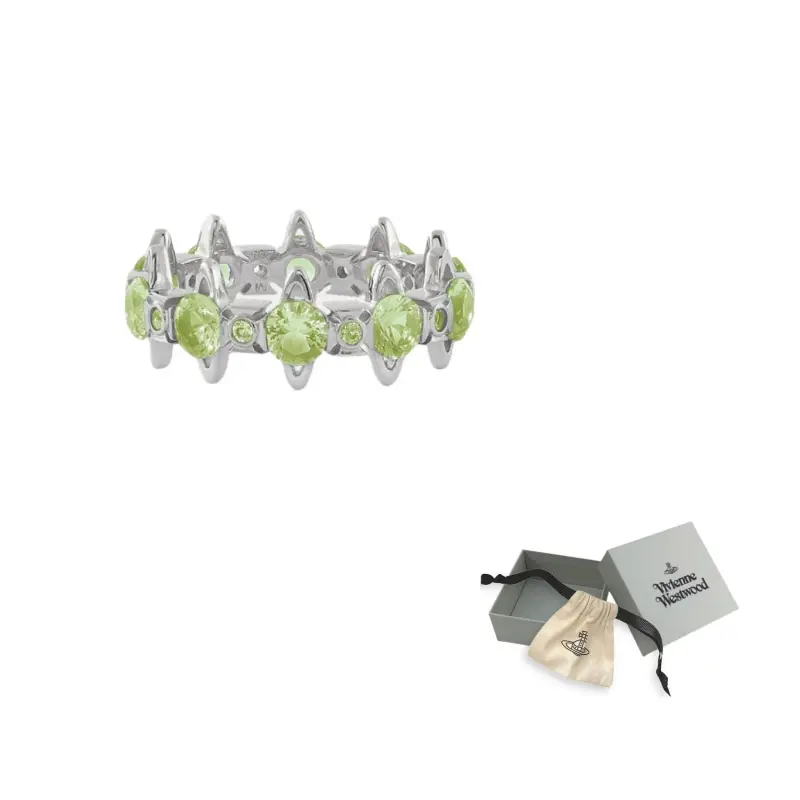 

Vivienne Westwood Кольца Recycled Silver для женщин, цвет серебро/лаймово-зеленый циркон