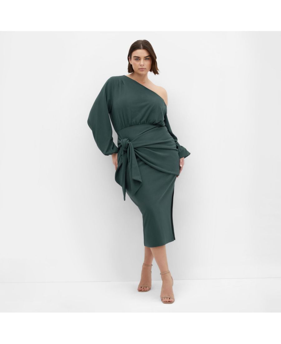 

Платье-миди Alysia больших размеров с завязками спереди CITY CHIC, Forest