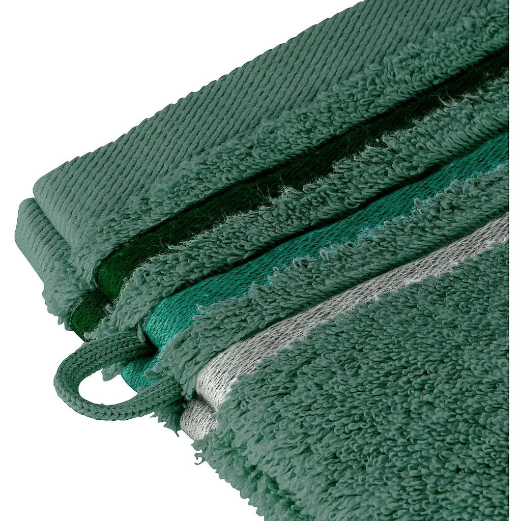 Мочалка Skyline Color из 100% хлопка с элегантной полосатой каймой MADE IN GREEN by OEKO-TEX Schiesser, темно-зеленый — фото 4