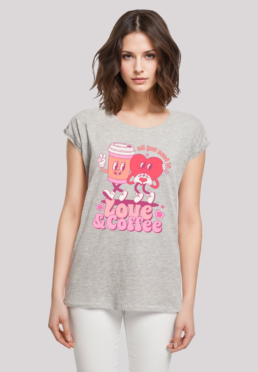

Футболка с принтом LOVE AND COFFE VALENTINSTAG F4NT4STIC, серый