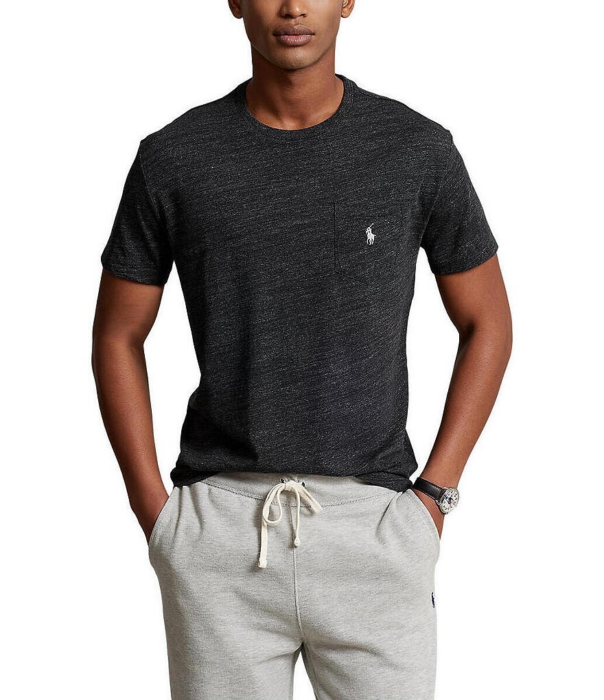 

Трикотажная футболка классического кроя Polo Ralph Lauren с карманами и короткими рукавами, черный