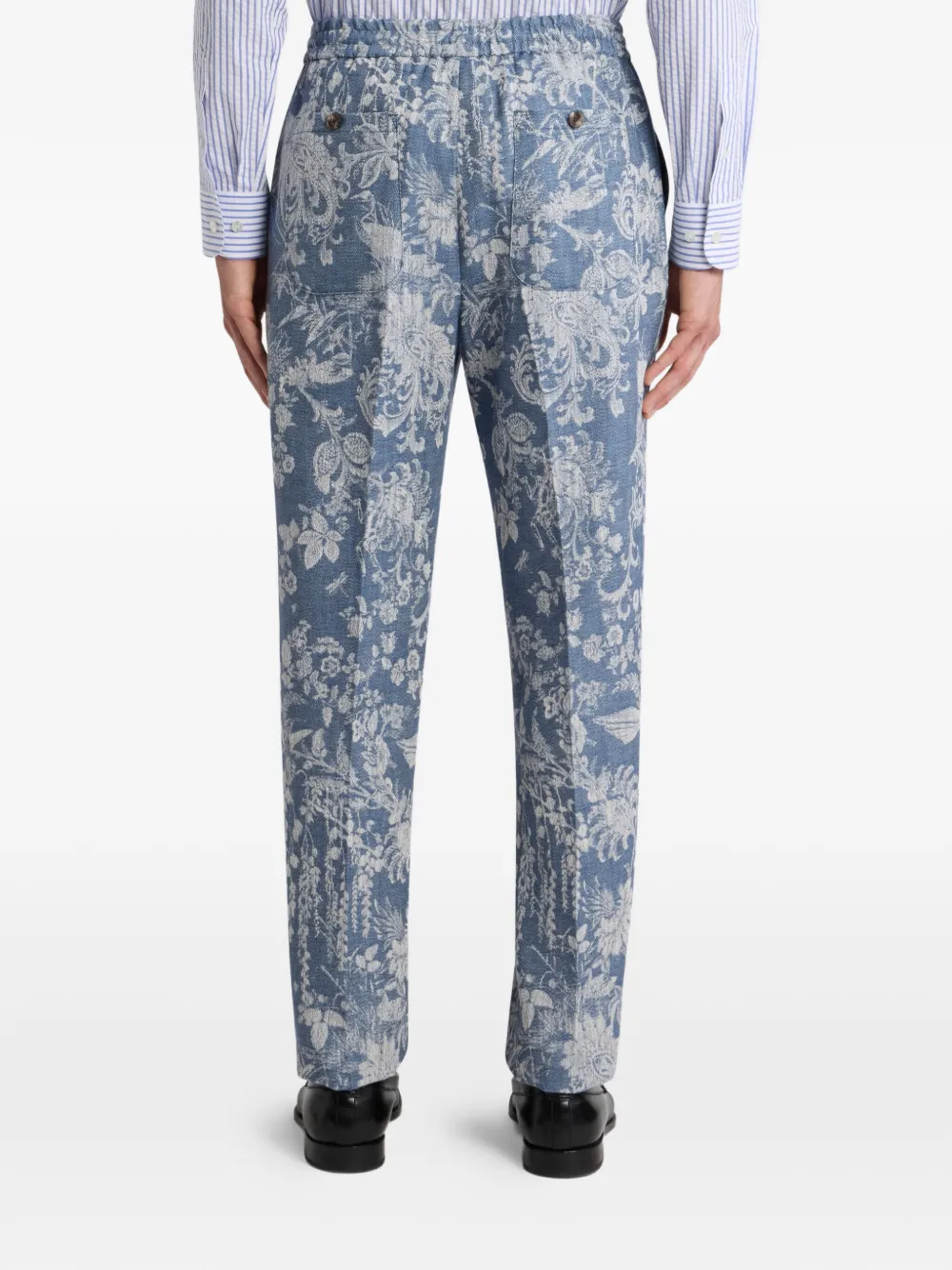 Жаккардовые брюки с цветочным узором Etro, синий — фото 3