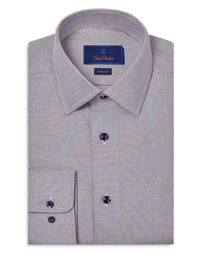 

Рубашка-платье Slim Fit с текстурированной фактурой Dobby David Donahue, синий