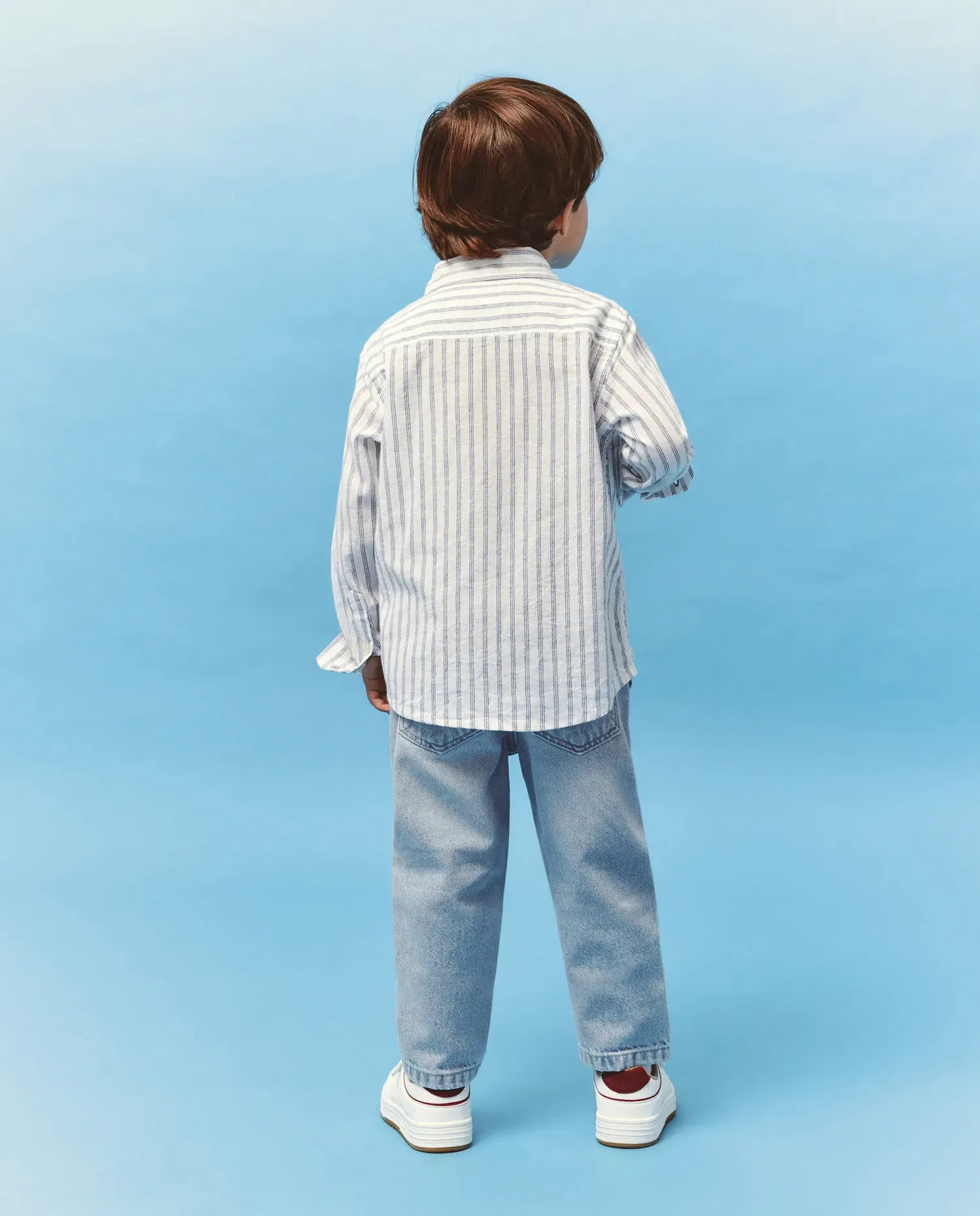 Рубашка с длинным рукавом в полоску с детским узором Kids El Corte Inglés, синий — фото 4