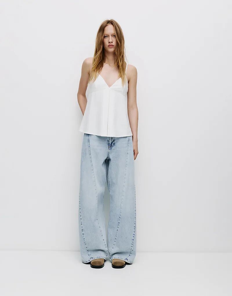 

Джинсы Pull&Bear Baggy с боковыми швами бледно-голубого цвета