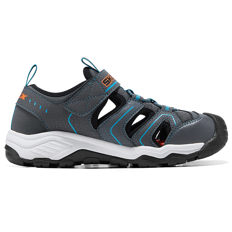 Skechers Kids Детские сандалии без шнуровки с противоскользящей подошвой, износостойкие, дышащие, быстросохнущие, цвет charcoal/black, для подростков — фото 2