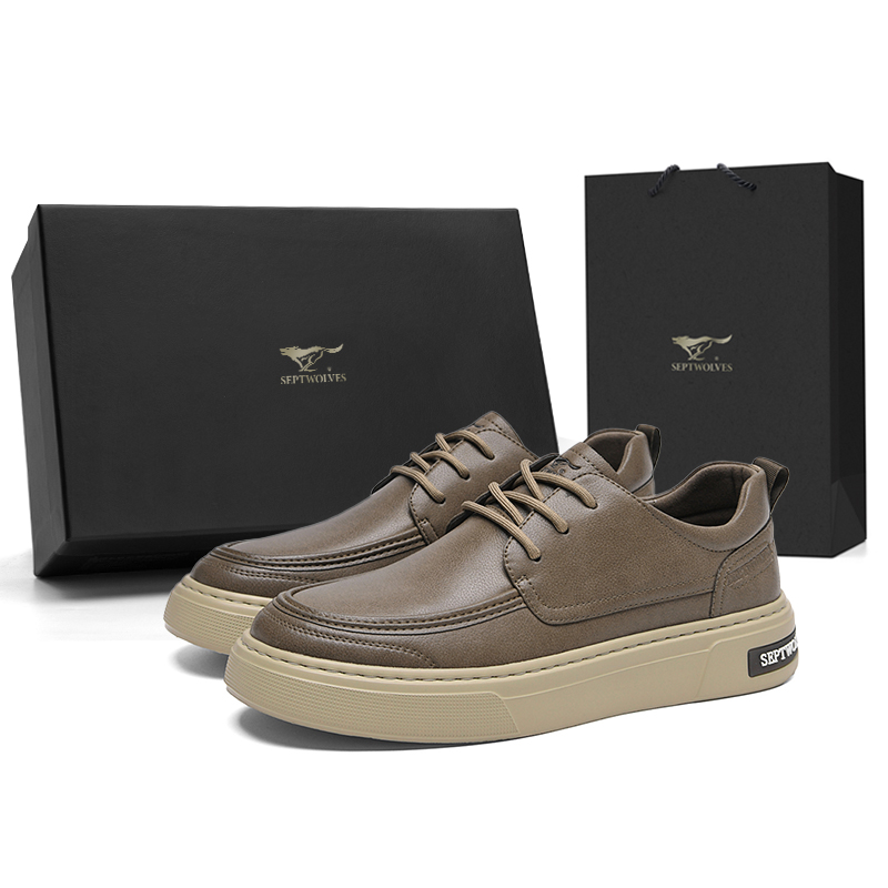 

SEPTWOLVES Мужские повседневные туфли мужские низкие черные/хаки, цвет Khaki (Standard Leather Shoe Size)