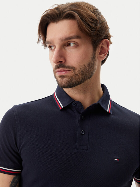 Рубашка поло облегающего кроя Tipped MW0MW37346 Tommy Hilfiger, синий — фото 4