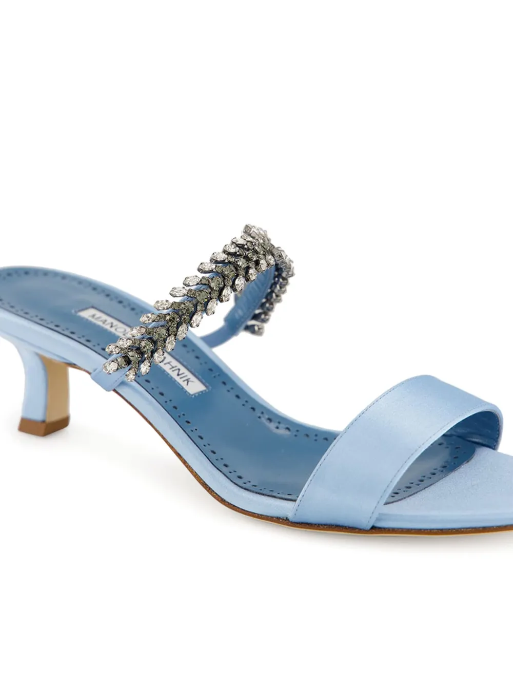 Атласные босоножки Kifasan 50 с кристаллами Manolo Blahnik, синий — фото 2