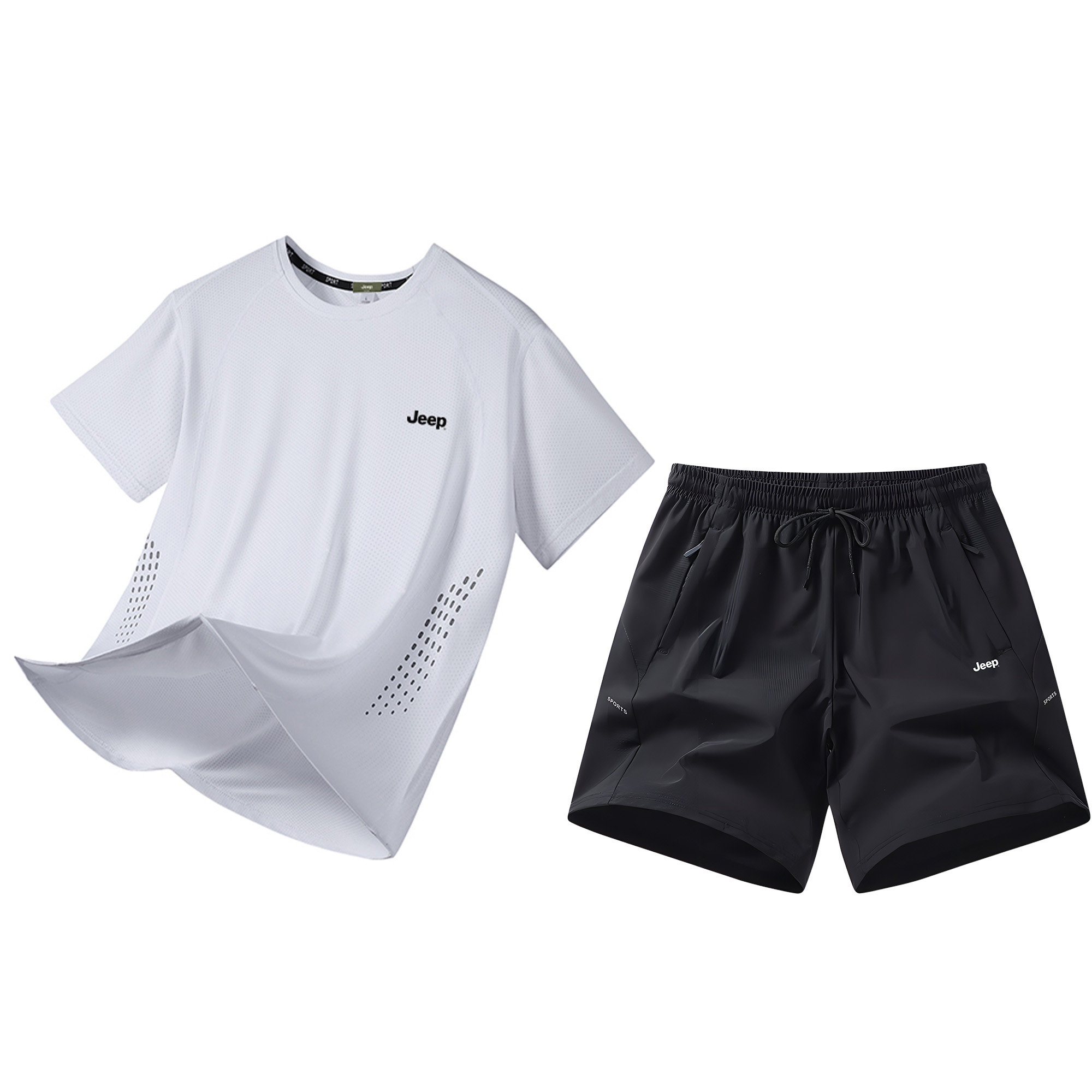 

Тонкий футболка Casual Sportswear Unisex с круглым вырезом Jeep, белый+черный