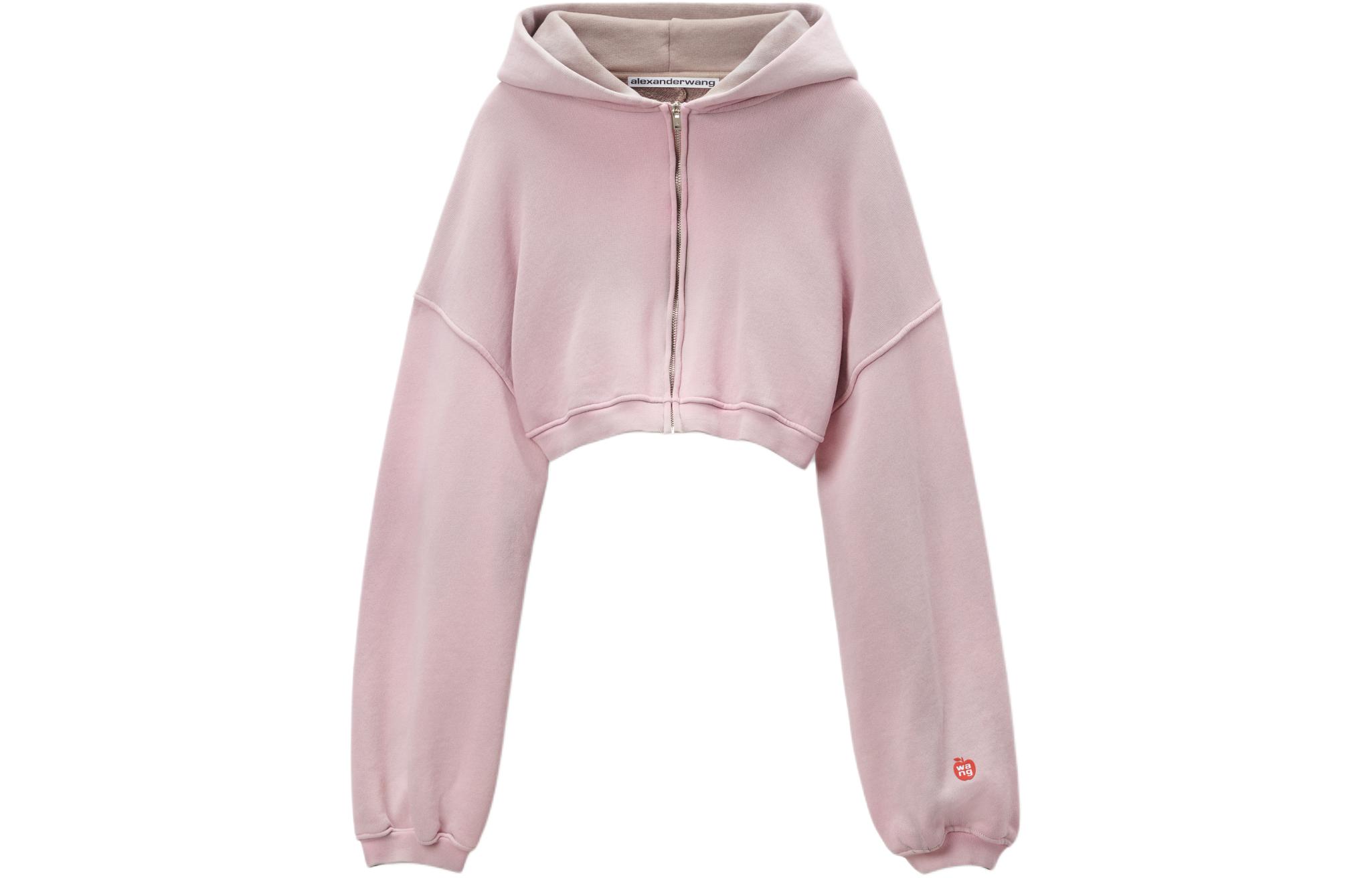 

Застёгивающаяся на молнию укороченная худи Alexander Wang, розовая