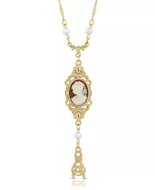 

Ожерелье из овальной камеи с сердоликом и искусственным жемчугом 2028, red