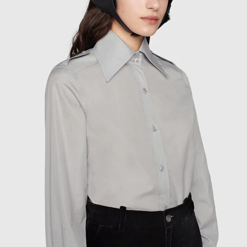 Рубашка женская Gucci классическая, премиальный дизайн, серый — фото 4
