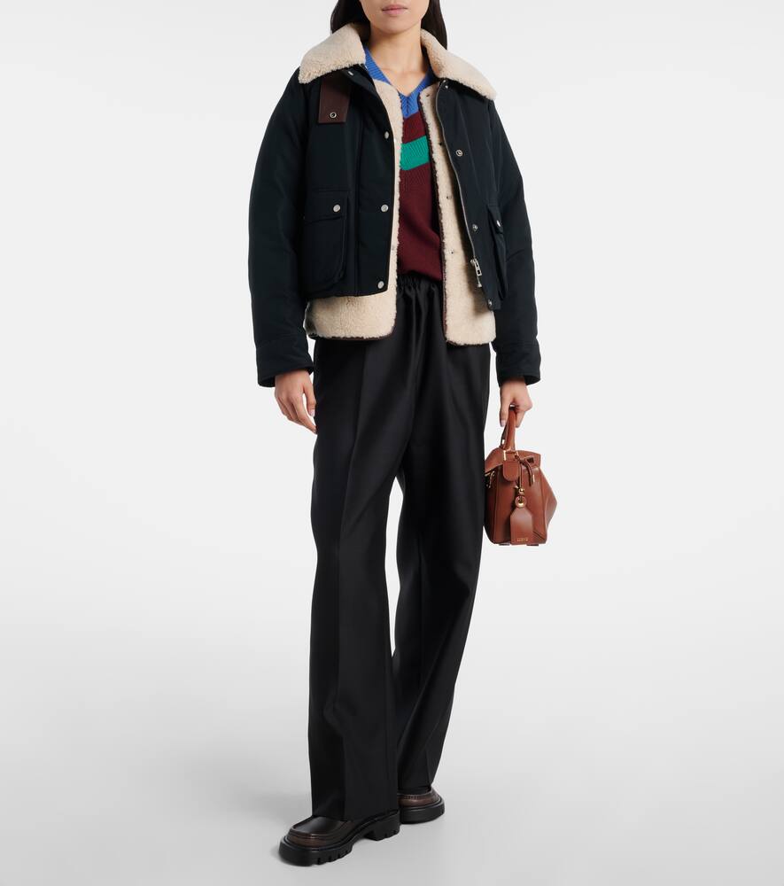 Куртка из хлопковой смеси с отделкой из овчины Loewe, Black — фото 2