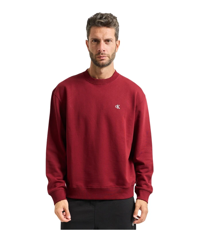 

Красный хлопковый свитер с вышитой монограммой. Calvin Klein, красный