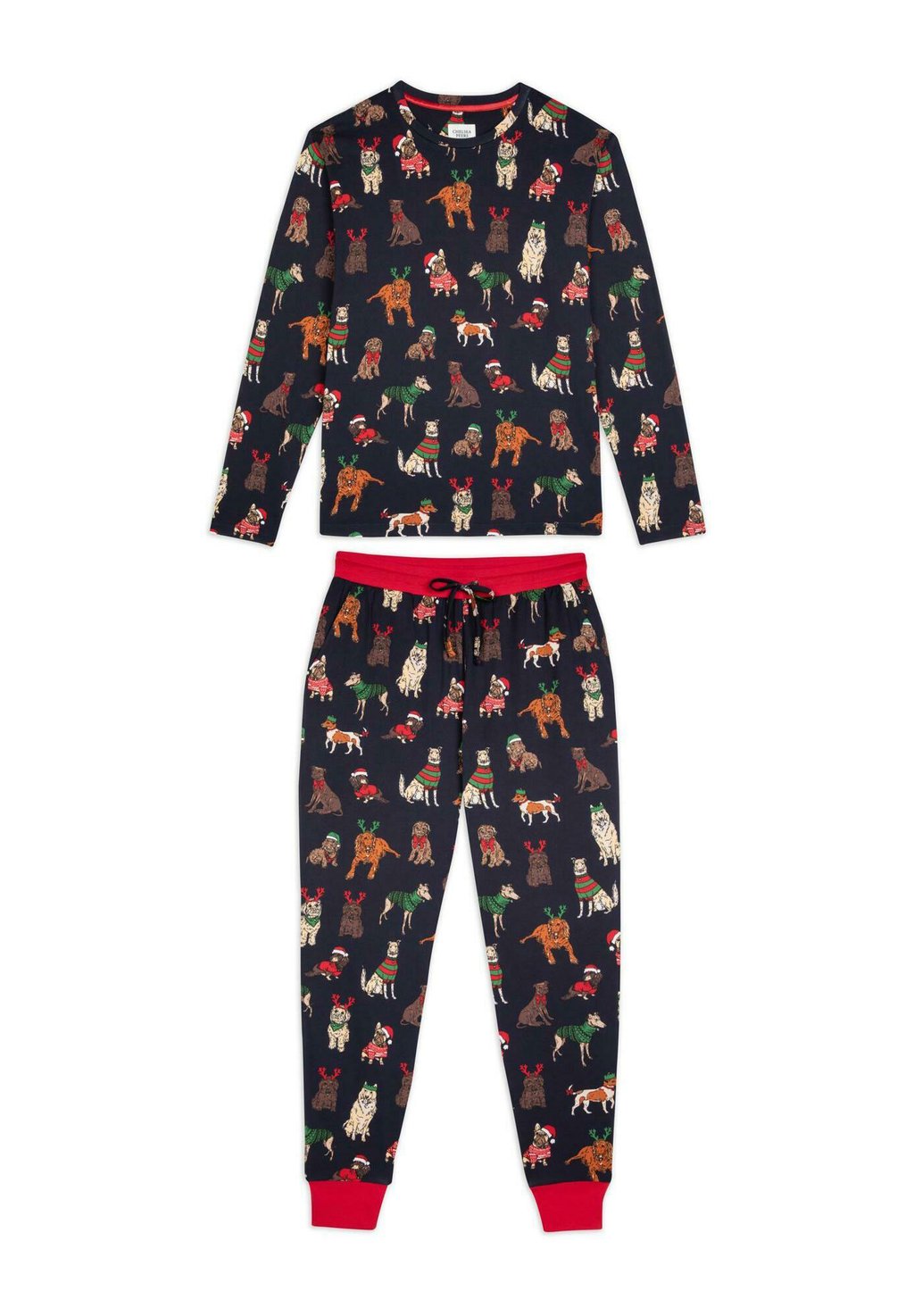 

Пижамный комплект 12 DOGS OF CHRISTMAS PRINT LONG SET Chelsea Peers, темно-синий