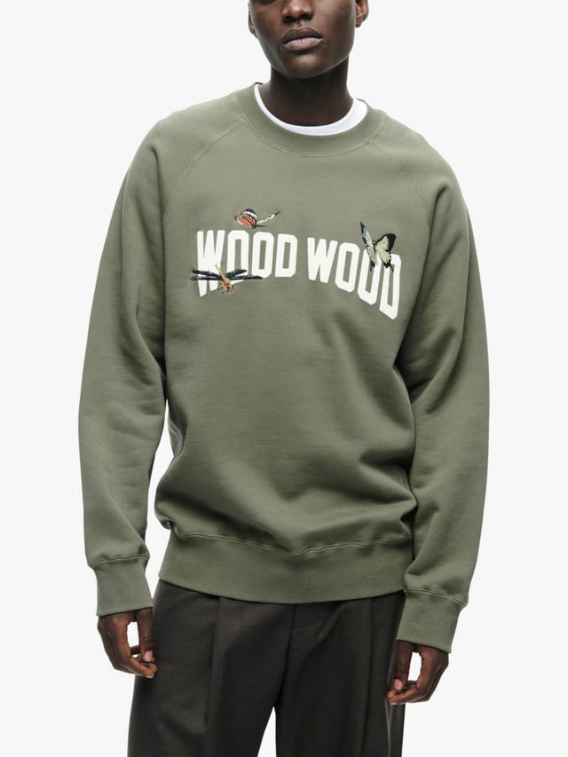 

Свитшот Hester с логотипом бабочки WOOD WOOD, Dusty Olive