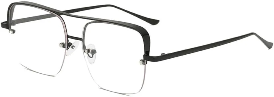 

Солнцезащитные очки в полуободковой оправе в стиле ретро, ​​металлические очки с защитой от УФ-излучения UV400 для мужчин и женщин TYUVIVO, 4 Black Plain