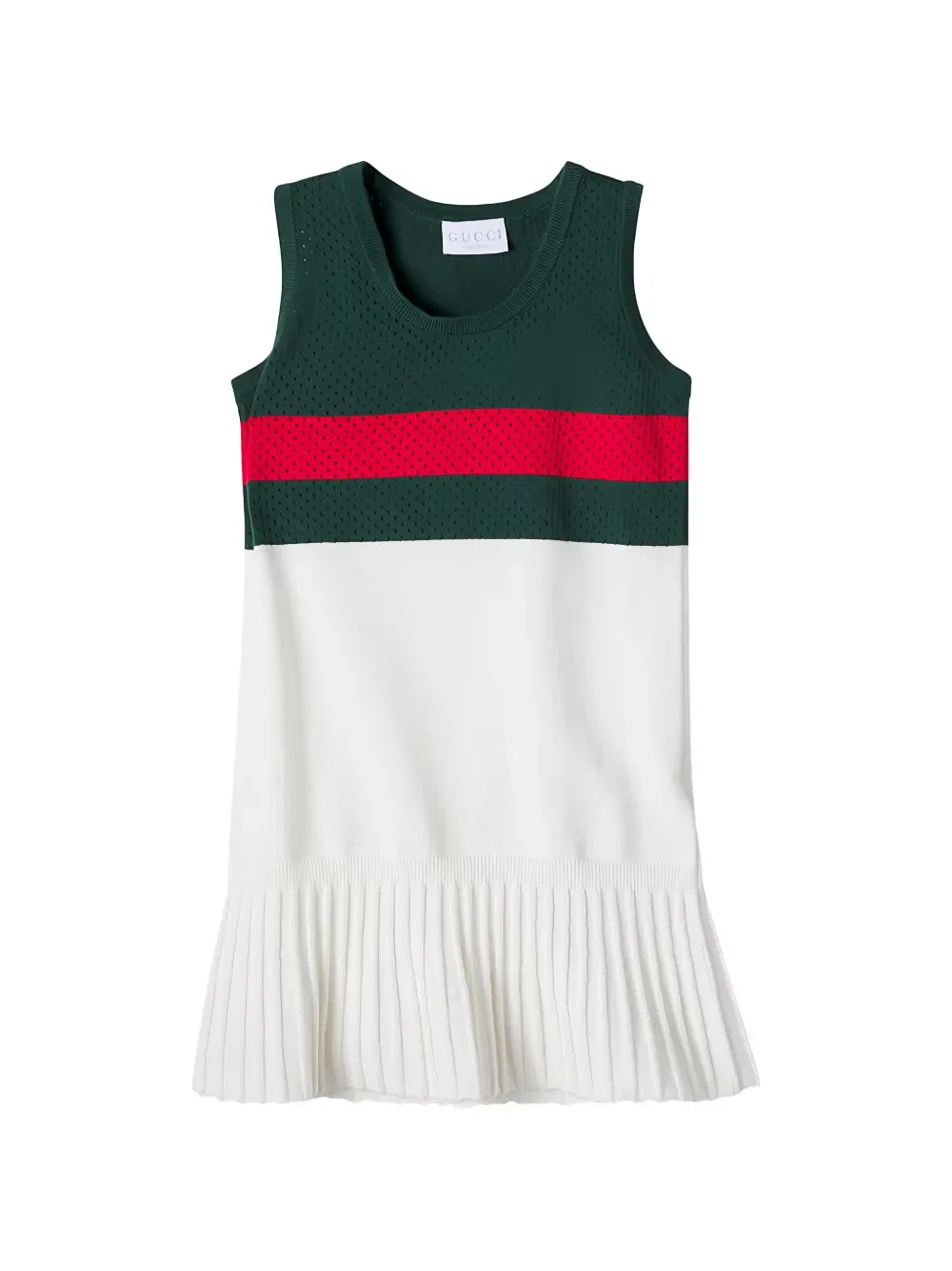 Платье в полоску с плиссировкой Gucci Kids, белый