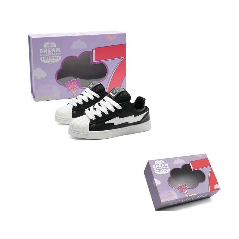 

7 SEVFUN Низкие скейтборд кроссовки унисекс в коробке черно белые, цвет Black White