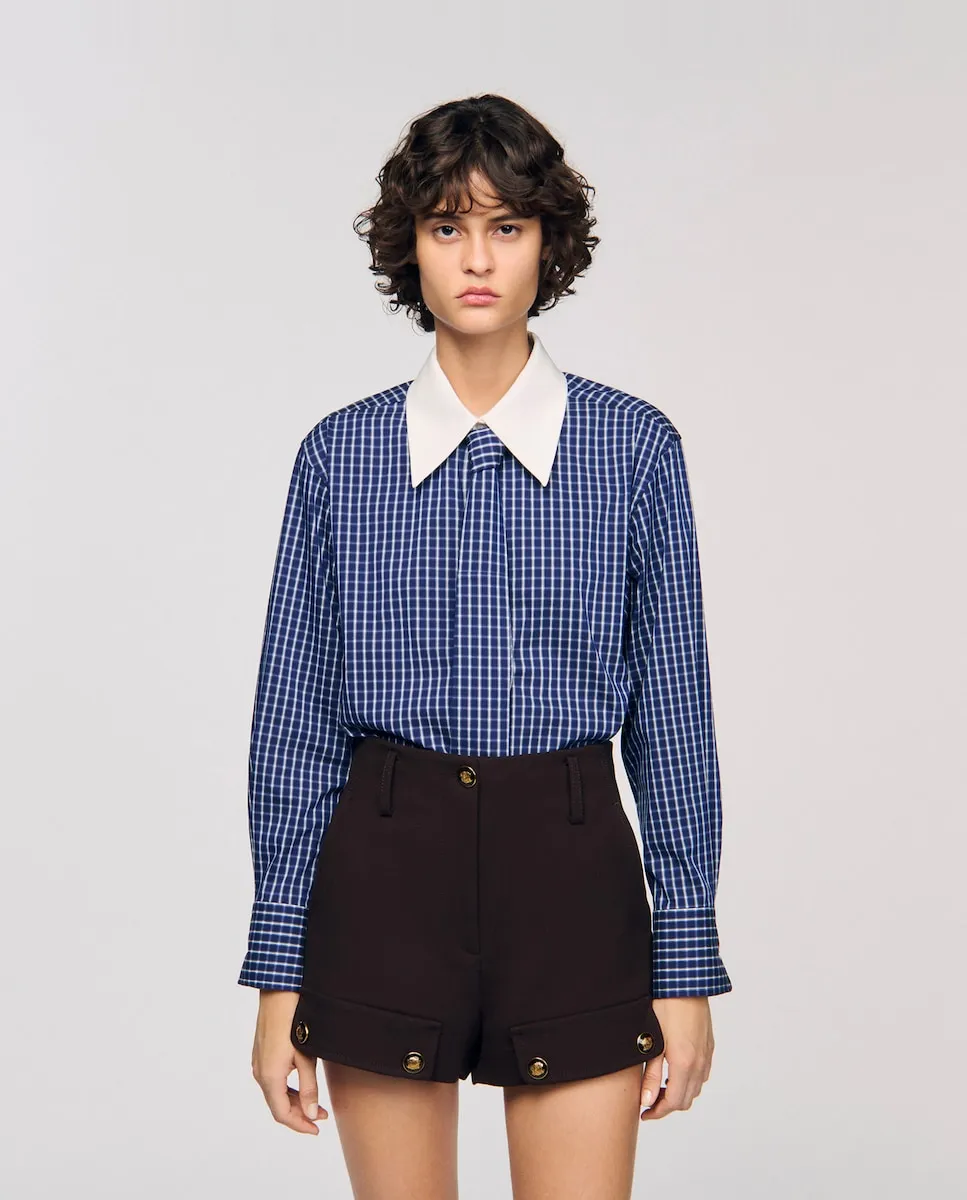

Женская рубашка в клетку и галстук Sandro, синий/белый
