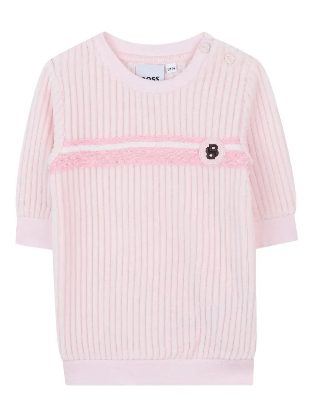 

Платье-толстовка в рубчик BOSS Kidswear, розовый
