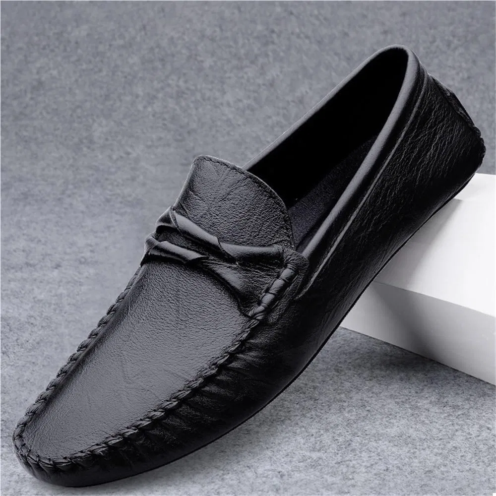 Лоферы кожаные мужские Luxury Men’s Leather Loafers, черный DHFIRUFSHLO — фото 2