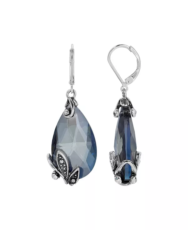 

Стеклянная каплевидная серьга с застежкой-рычагом 2028, blue