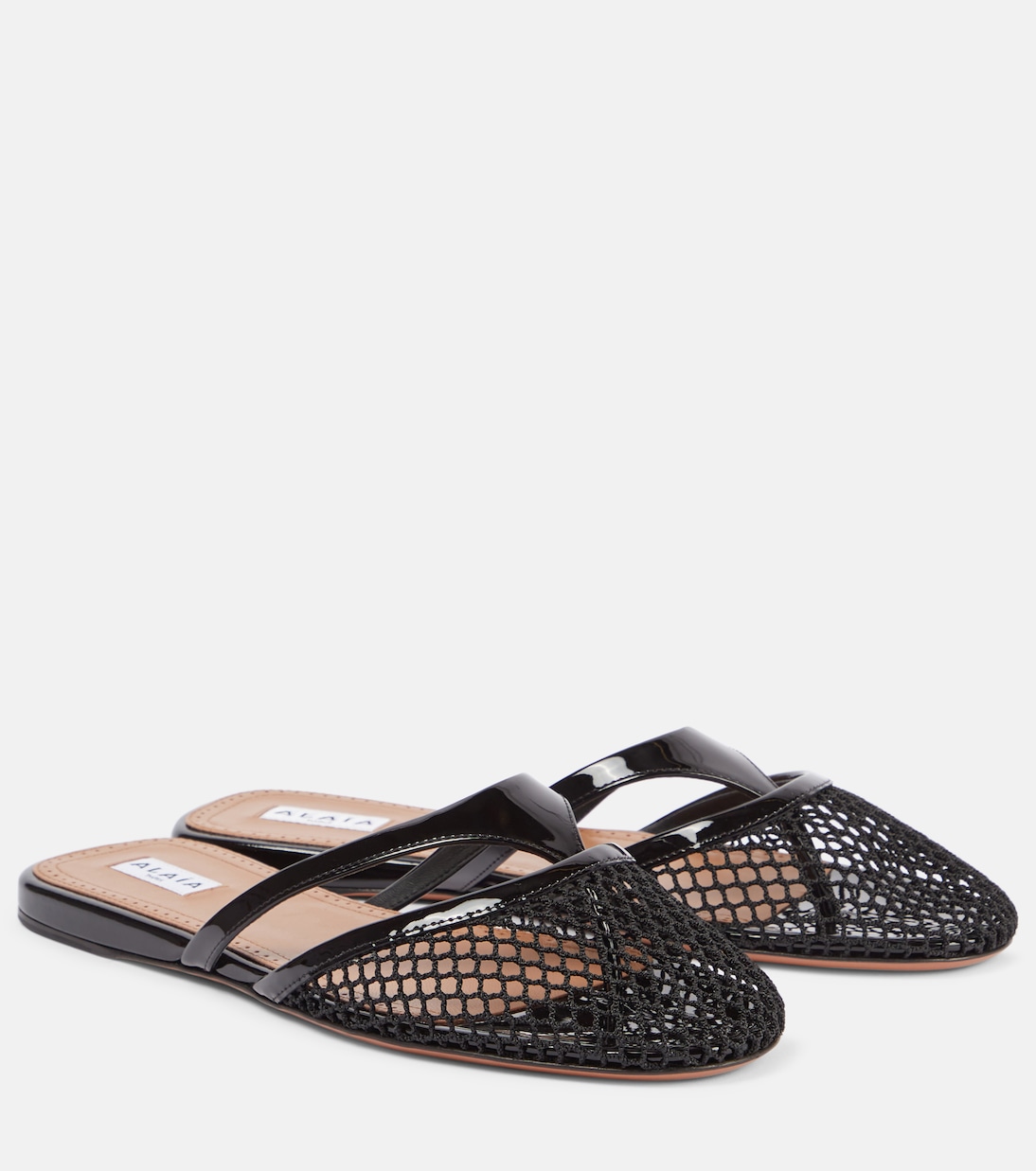 Инфрадито с сеткой и кожаной отделкой мюли Alaïa, нуар