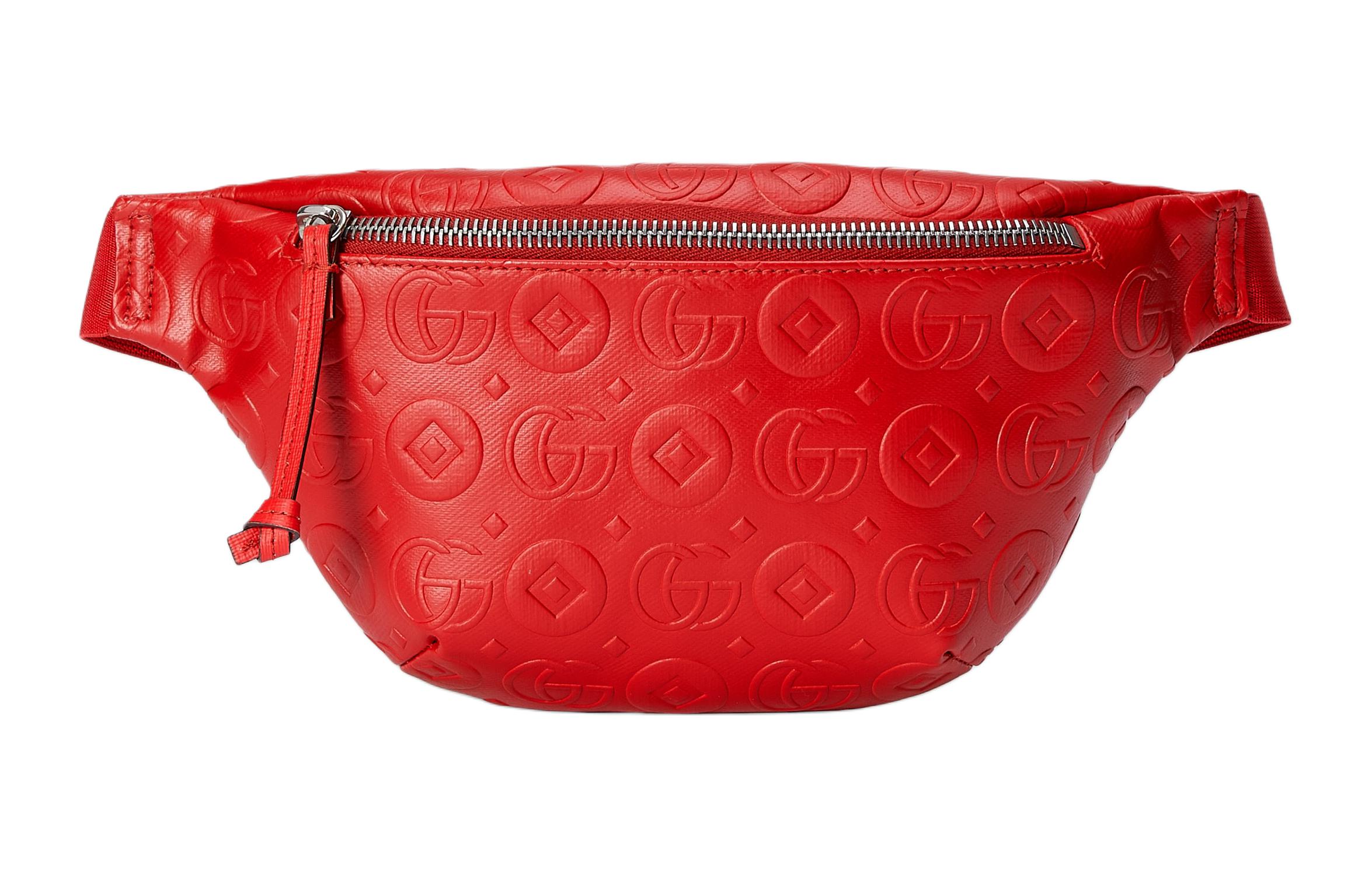 

GUCCI Детский поясной рюкзак Supreme из холста красный