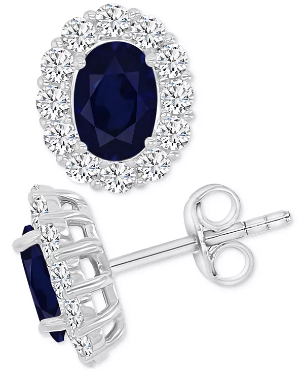 

Серьги-Гвоздики с овальным венцом из зеленого кубического циркония из стерлингового серебра Macy'S, sapphire