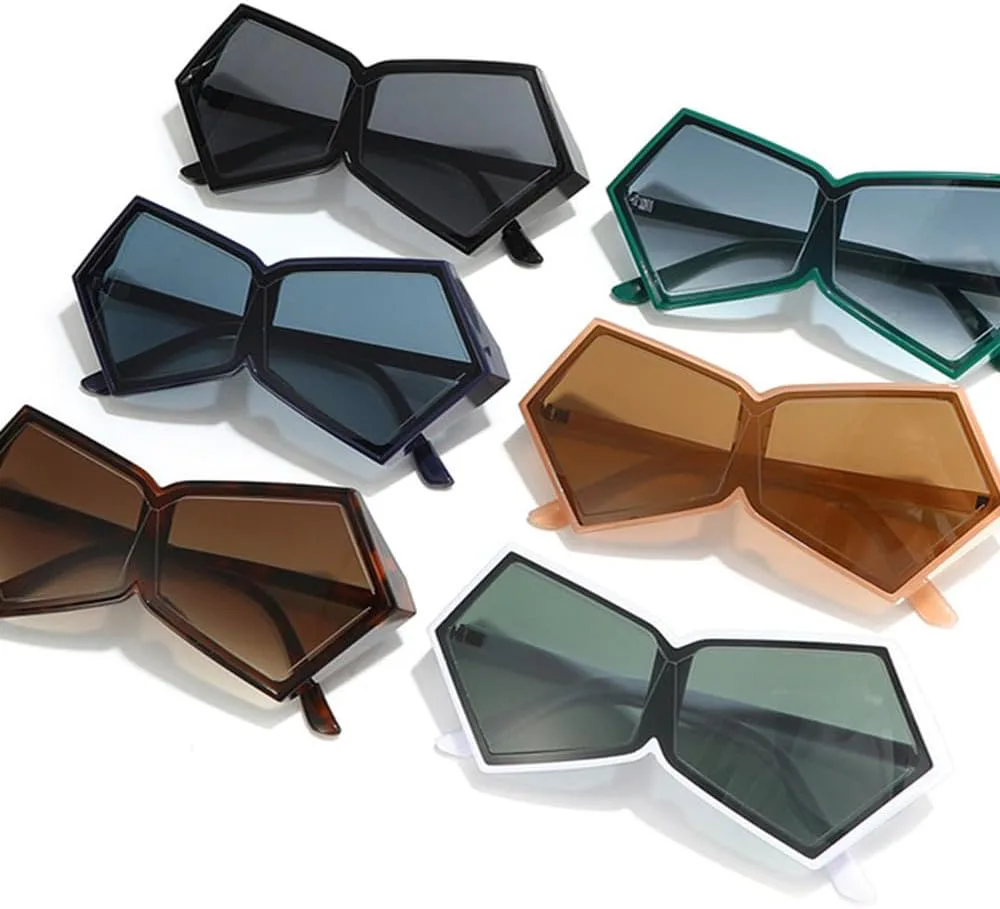 

Мужские панк-солнцезащитные очки Polygon, большие солнцезащитные очки для мужчин, женские винтажные цельные очки UV400, черные, черные, цельные TYUVIVO, Black-black