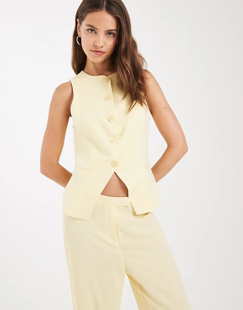 

Жилет ASOS DESIGN из льняной смеси цвета пахты — часть комплекта