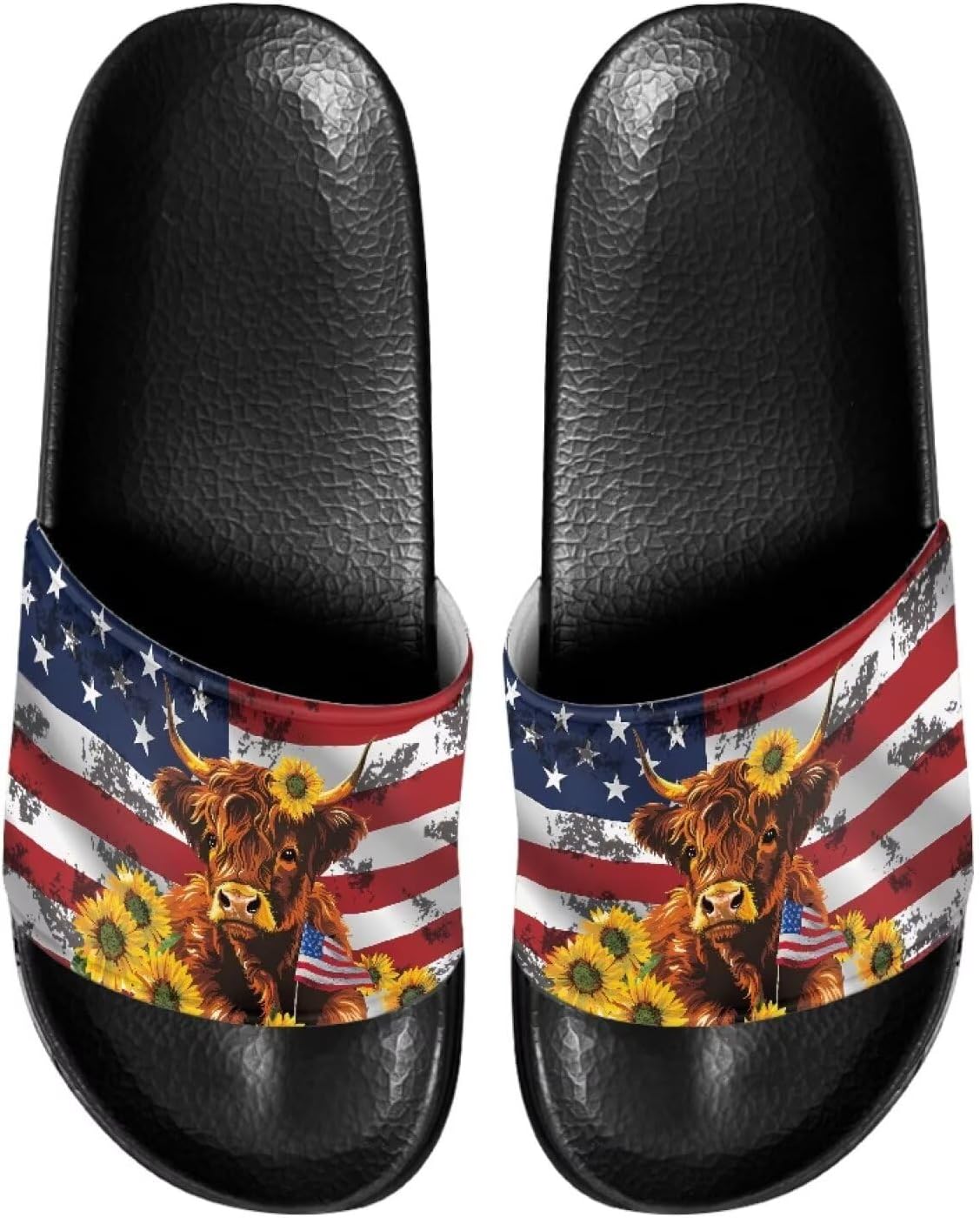 

Мужские и женские шлепанцы Cugasmaru, тапочки, сандалии, нескользящие для улицы, пляжа и дома, Usa Flag Cow Sunflower