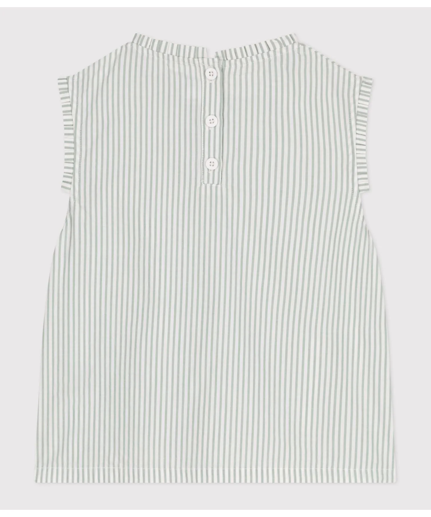 Детская блузка без рукавов из хлопка PETIT BATEAU бело-зеленая — фото 2