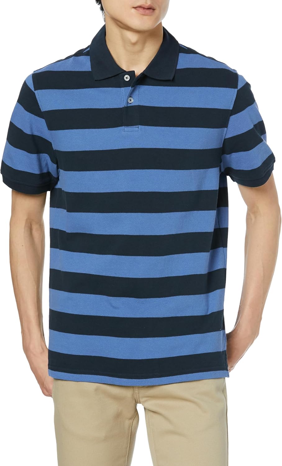 

Мужская хлопковая поло-рубашка пике Amazon Essentials приталенного кроя, синий