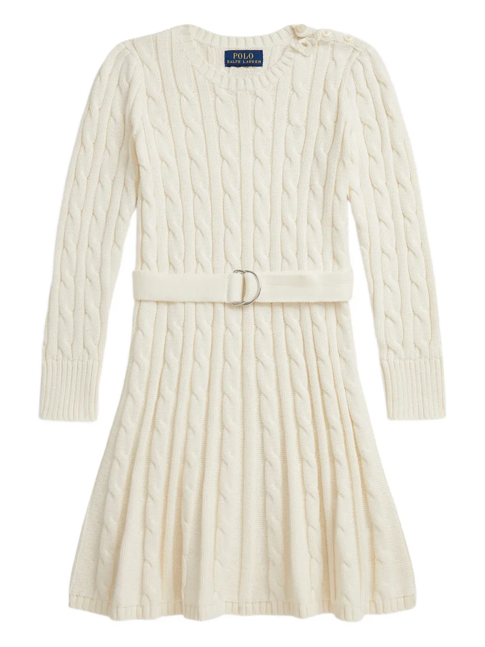 

Платье фактурной вязки с поясом POLO RALPH LAUREN KIDS, нейтральный