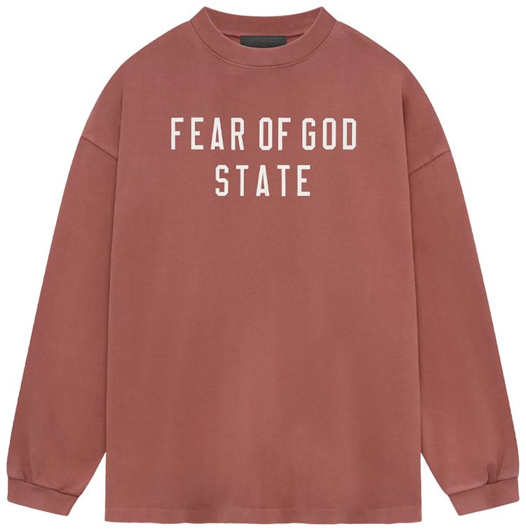 

Футболка Fear of God Essentials Heavy Long-Sleeve Tee 'Crimson', красный