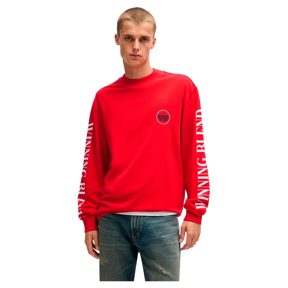 

Лонгслив HUGO Dicruse 10232789 01 Relaxed Fit, красный