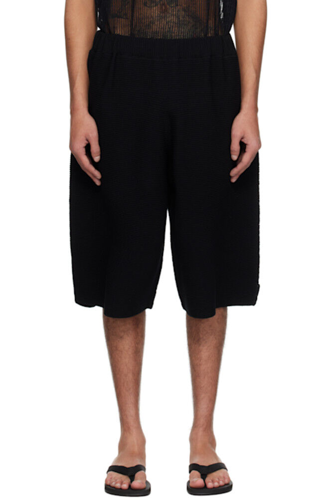 

Черные обтягивающие шорты из хлопкового трикотажа HOMME PLISSÉ ISSEY MIYAKE